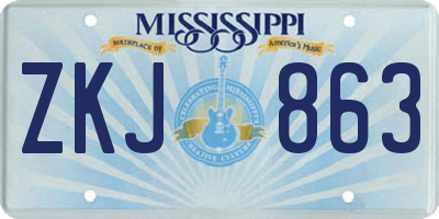 MS license plate ZKJ863