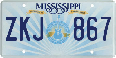 MS license plate ZKJ867