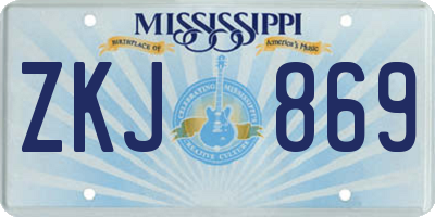 MS license plate ZKJ869