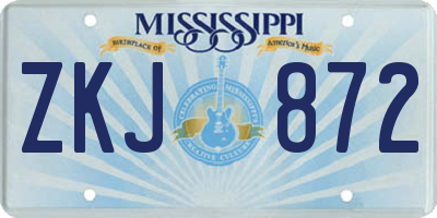 MS license plate ZKJ872