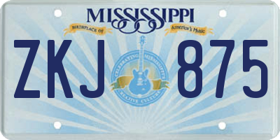 MS license plate ZKJ875