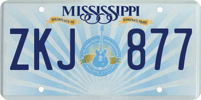 MS license plate ZKJ877