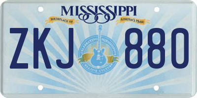 MS license plate ZKJ880