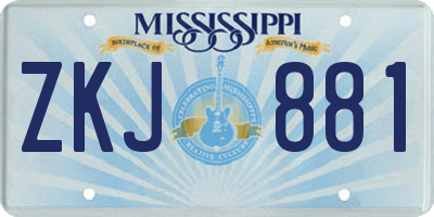 MS license plate ZKJ881