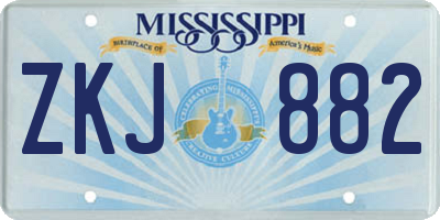 MS license plate ZKJ882