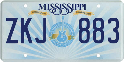 MS license plate ZKJ883