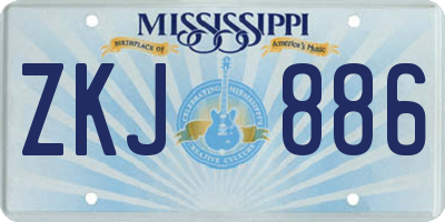 MS license plate ZKJ886