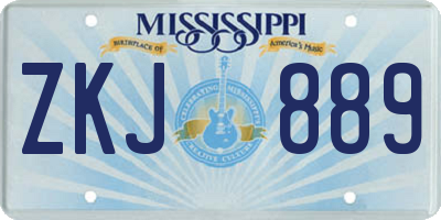 MS license plate ZKJ889
