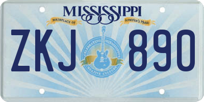 MS license plate ZKJ890