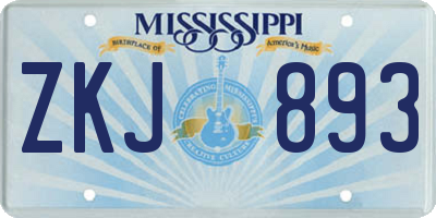 MS license plate ZKJ893
