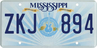 MS license plate ZKJ894