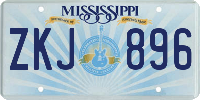 MS license plate ZKJ896