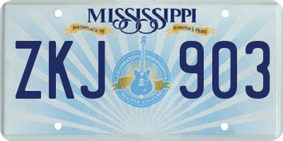 MS license plate ZKJ903
