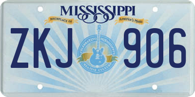 MS license plate ZKJ906