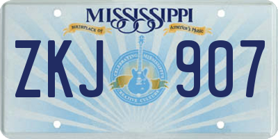MS license plate ZKJ907