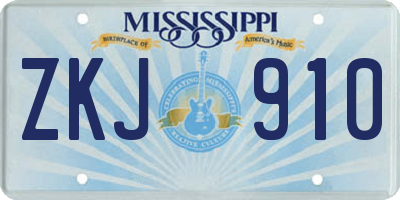 MS license plate ZKJ910