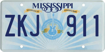 MS license plate ZKJ911