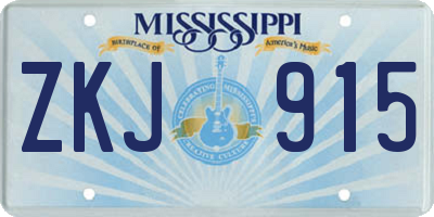 MS license plate ZKJ915