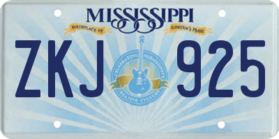 MS license plate ZKJ925