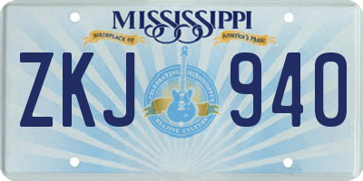 MS license plate ZKJ940