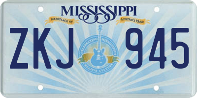 MS license plate ZKJ945