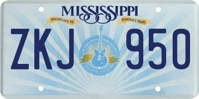 MS license plate ZKJ950
