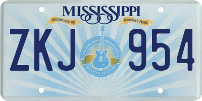 MS license plate ZKJ954