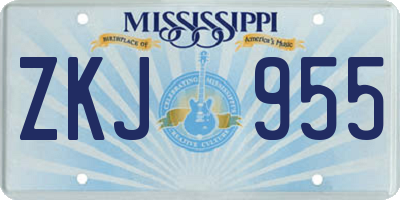 MS license plate ZKJ955
