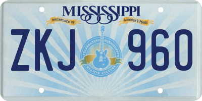 MS license plate ZKJ960