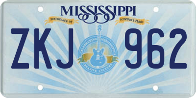 MS license plate ZKJ962