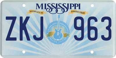MS license plate ZKJ963