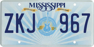 MS license plate ZKJ967