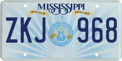 MS license plate ZKJ968