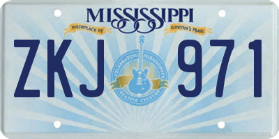 MS license plate ZKJ971