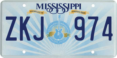MS license plate ZKJ974