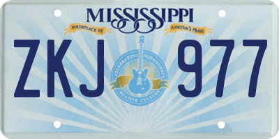 MS license plate ZKJ977