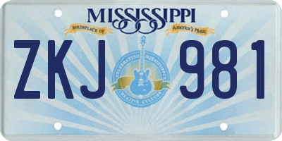 MS license plate ZKJ981