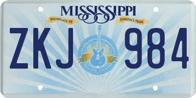 MS license plate ZKJ984