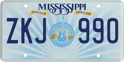 MS license plate ZKJ990