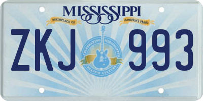 MS license plate ZKJ993