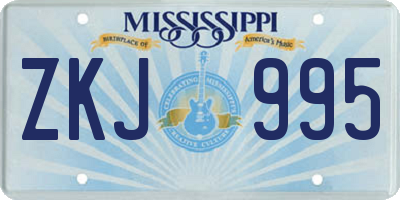 MS license plate ZKJ995