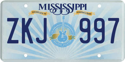 MS license plate ZKJ997
