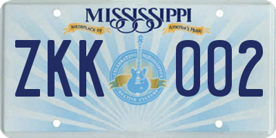 MS license plate ZKK002