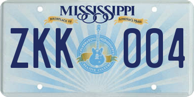 MS license plate ZKK004