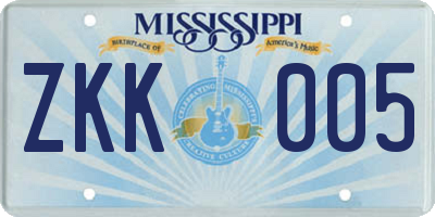 MS license plate ZKK005