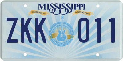 MS license plate ZKK011