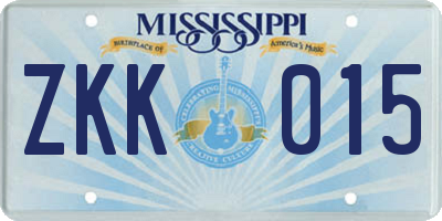 MS license plate ZKK015