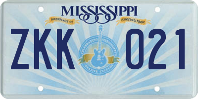 MS license plate ZKK021