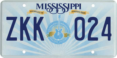 MS license plate ZKK024