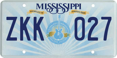 MS license plate ZKK027